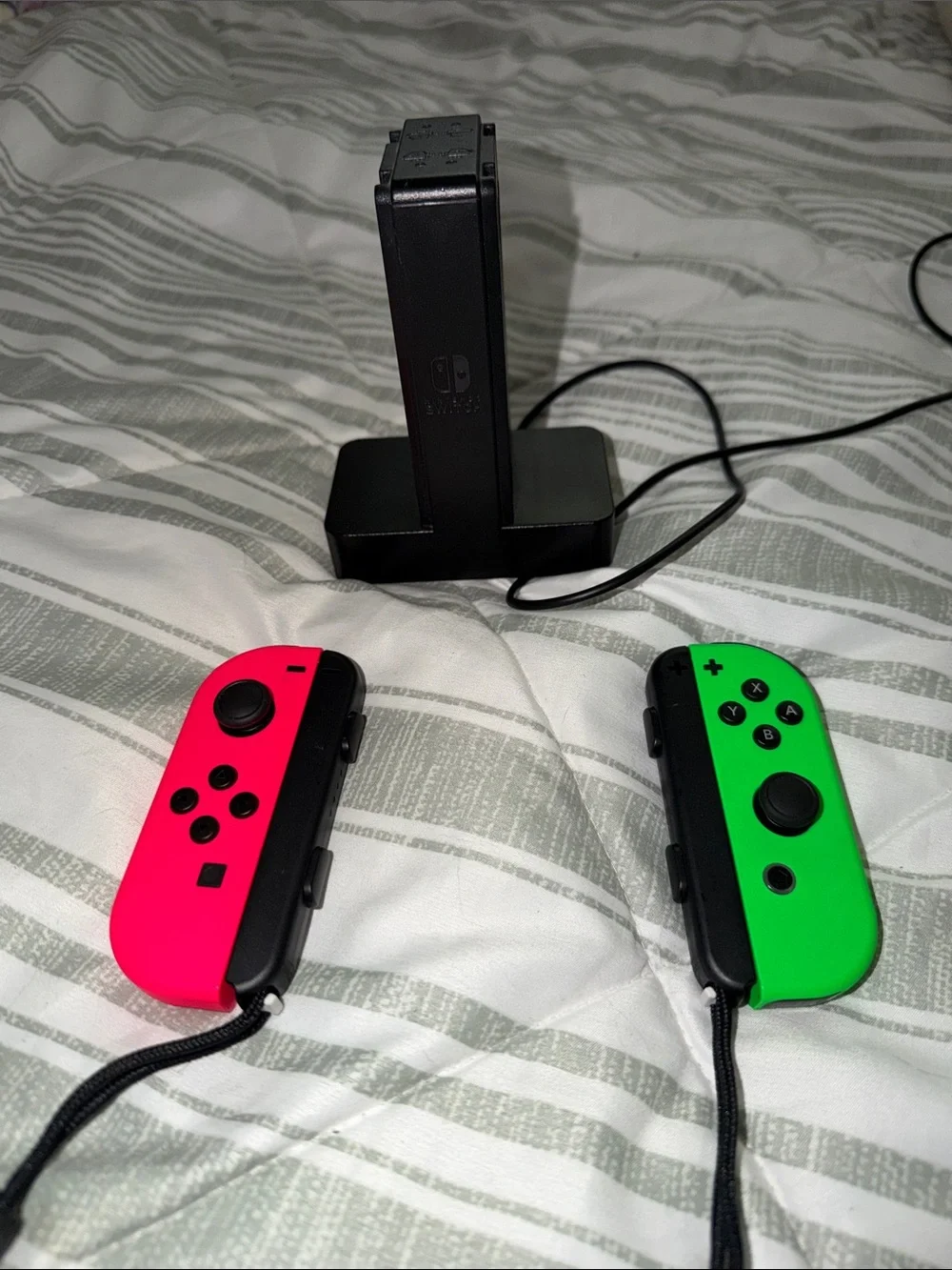 Nintendo Joy-Con Pair in Bright Pink & Bright Green with Charging Stand